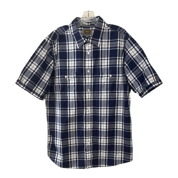 Vtg 2010s The Foundry Supply Co. Men’s LT Short Sleeve Shirt – Navy Plaid, 100% - Picture 3 of 5